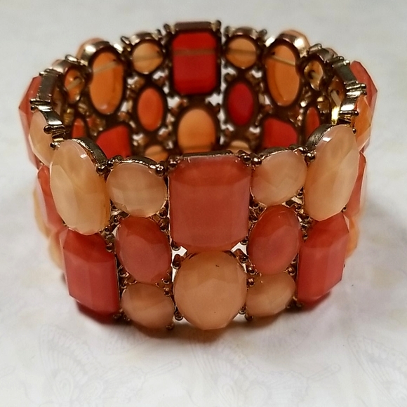 Vintage Beaded Chunky Stretch Cuff Bracelet - Picture 12 of 16